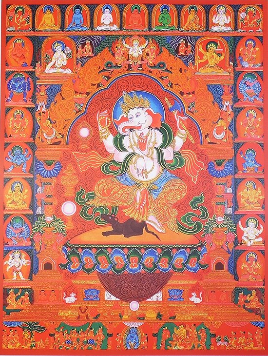 Постер Ганеша в окружении божеств (30 x 40 см). 