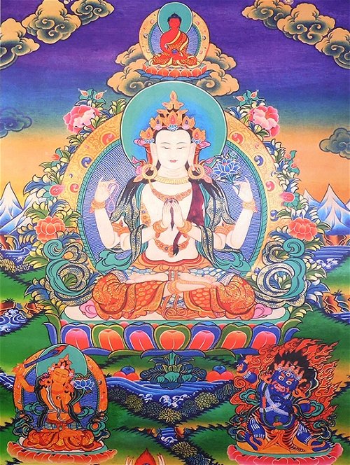 Плакат Авалокитешвара Четырехрукий (30 x 40 см)