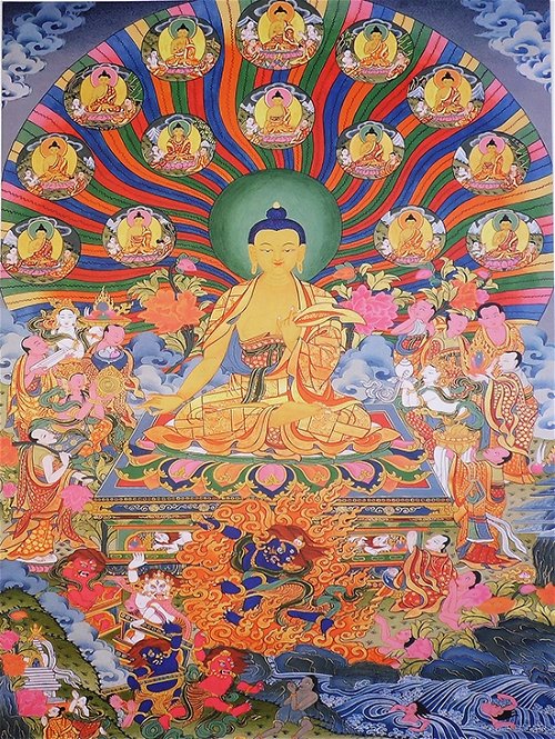 Постер Будда Шакьямуни и 14 будд (30 x 40 см)