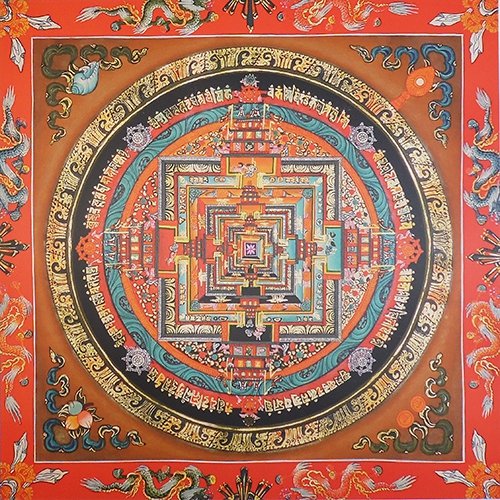 Плакат Мандала Калачакры (оранжевая, 30 x 30 см)