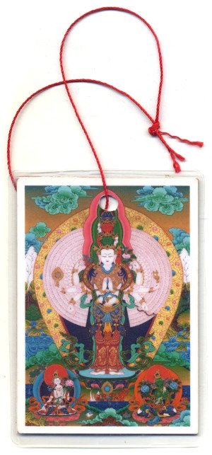 Автомобильный оберег (Будда Медицины и Тысячерукий Авалокитешвара), 7,5 x 10,5 см