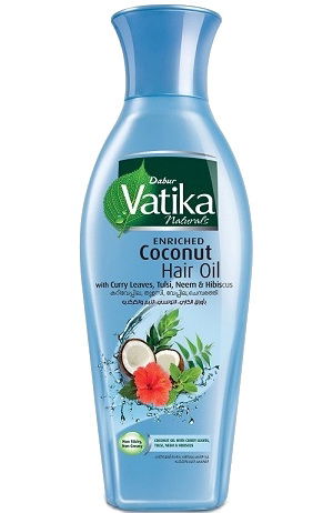 Кокосовое масло для волос Dabur Vatika Coconut с карри, базиликом, нимом и гибискусом (250 мл)