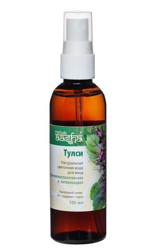 Натуральная цветочная вода для лица Тулси (Противовоспалительная и антиоксидант), 100 мл