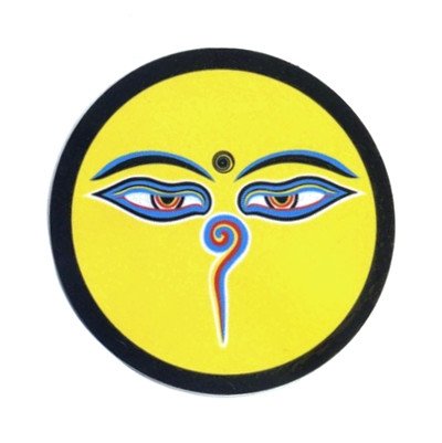 Наклейка "Глаза Будды", желтый фон, 7 см