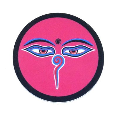 Наклейка "Глаза Будды", розовый фон, 7 см