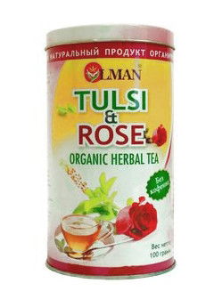 OLMAN organic Herbal tea Tulsi and Rose (Чай Тулси с Розой) 100 г