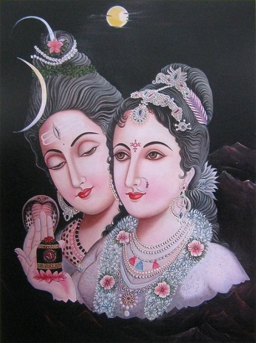 Плакат Шива и Парвати ночью (30 x 40 см)