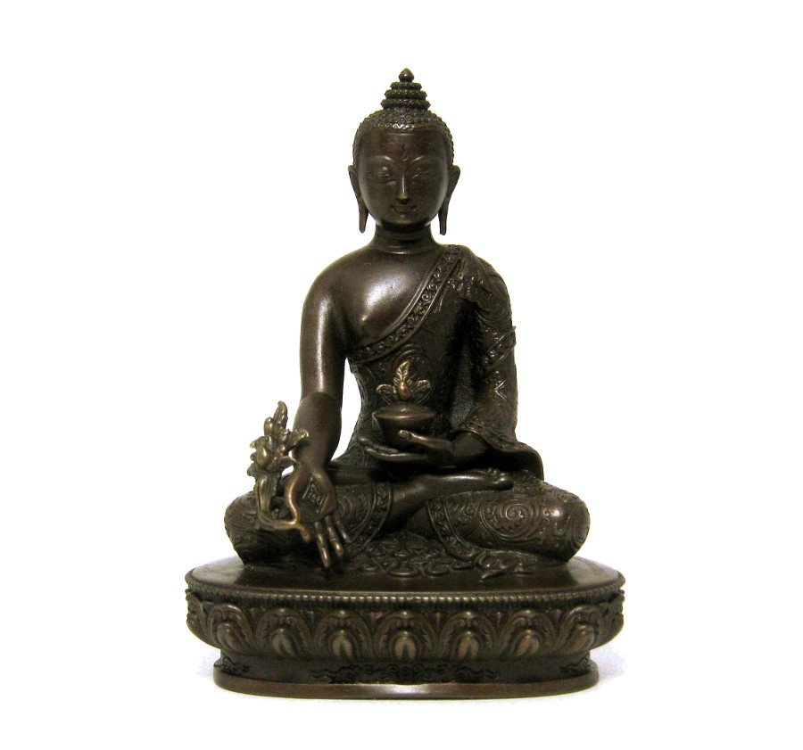 Статуэтка Будды Медицины в кашае с завитками, 10 см