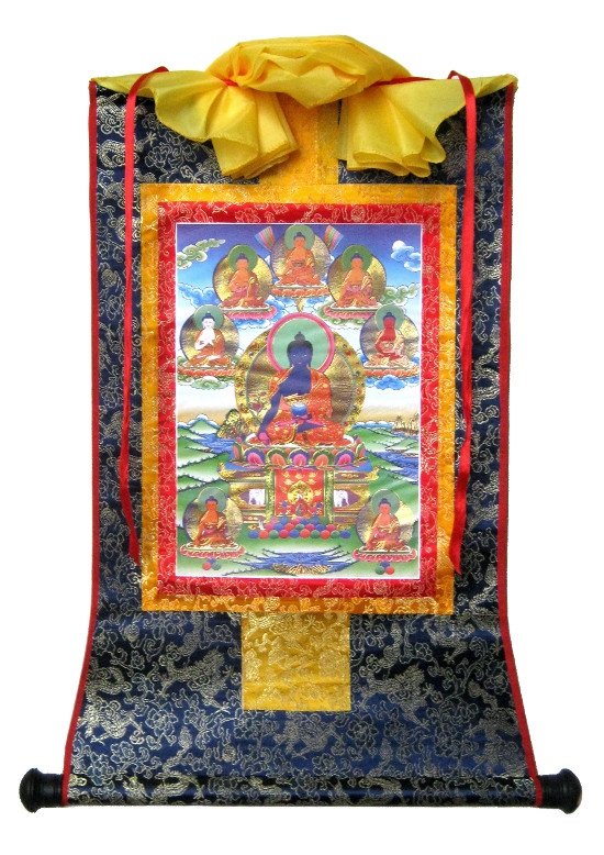 Тханка Восемь Будд Медицины (печатная), 43 х 65 см, изображение: 22 х 32 см