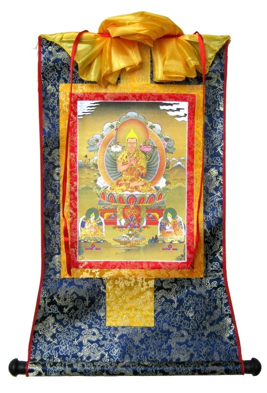 Тханка Лама Цонкапа с учениками (печатная, 43 х 68 см), 43 х 68 см, изображение: 22 х 32 см