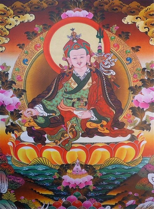 Постер Падмасамбхава (бело-оранжево-коричневый фон, 30 x 40 см)