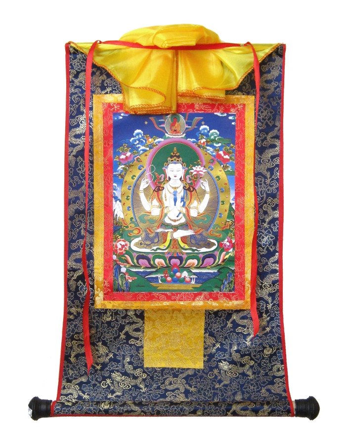 Тханка Авалокитешвара (печатная), ~ 39 х 61 см, изображение: ~ 20,5 х 30 см