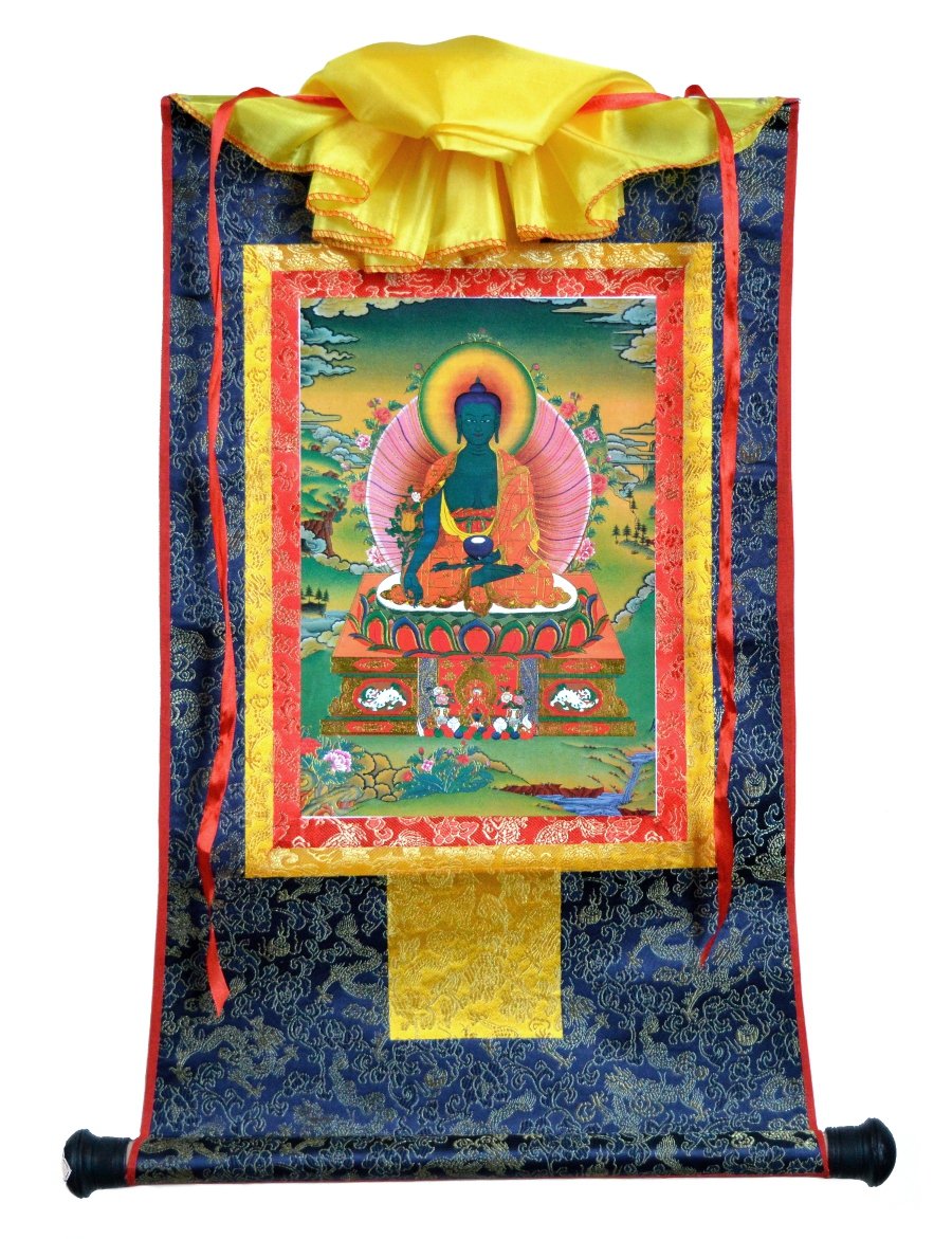 Тханка Будда Медицины (печатная), ~ 39,5 х 62 см, изображение: ~ 20,5 х 30 см