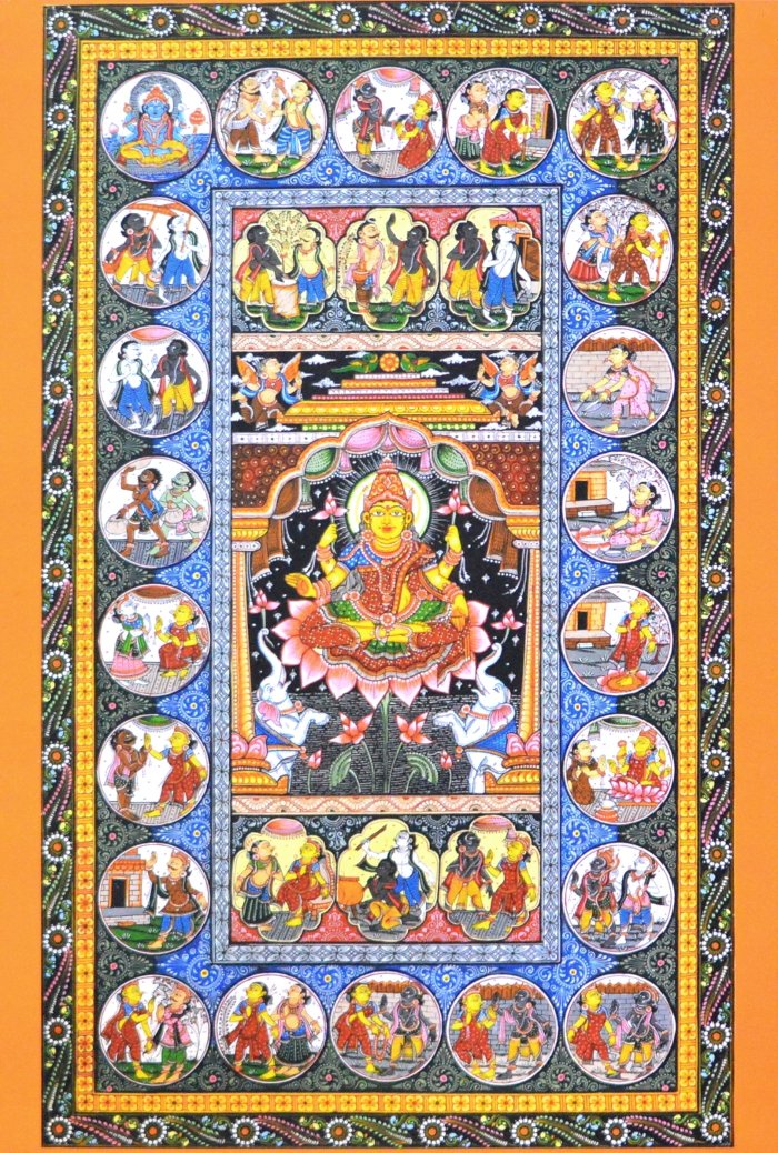 Постер Сцены из жизни богини Лакшми в фольклорном творчестве (27 x 40 см). 
