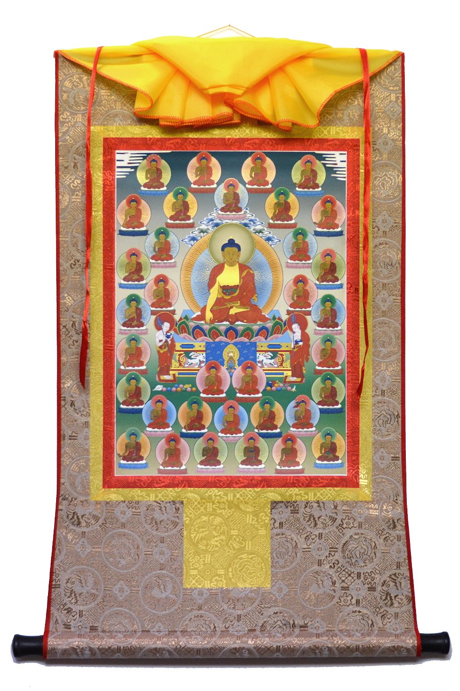Тханка 35 Будд Покаяния (печатная, 51 х 83 см), 51 х 83 см, изображение: 32 х 45 см