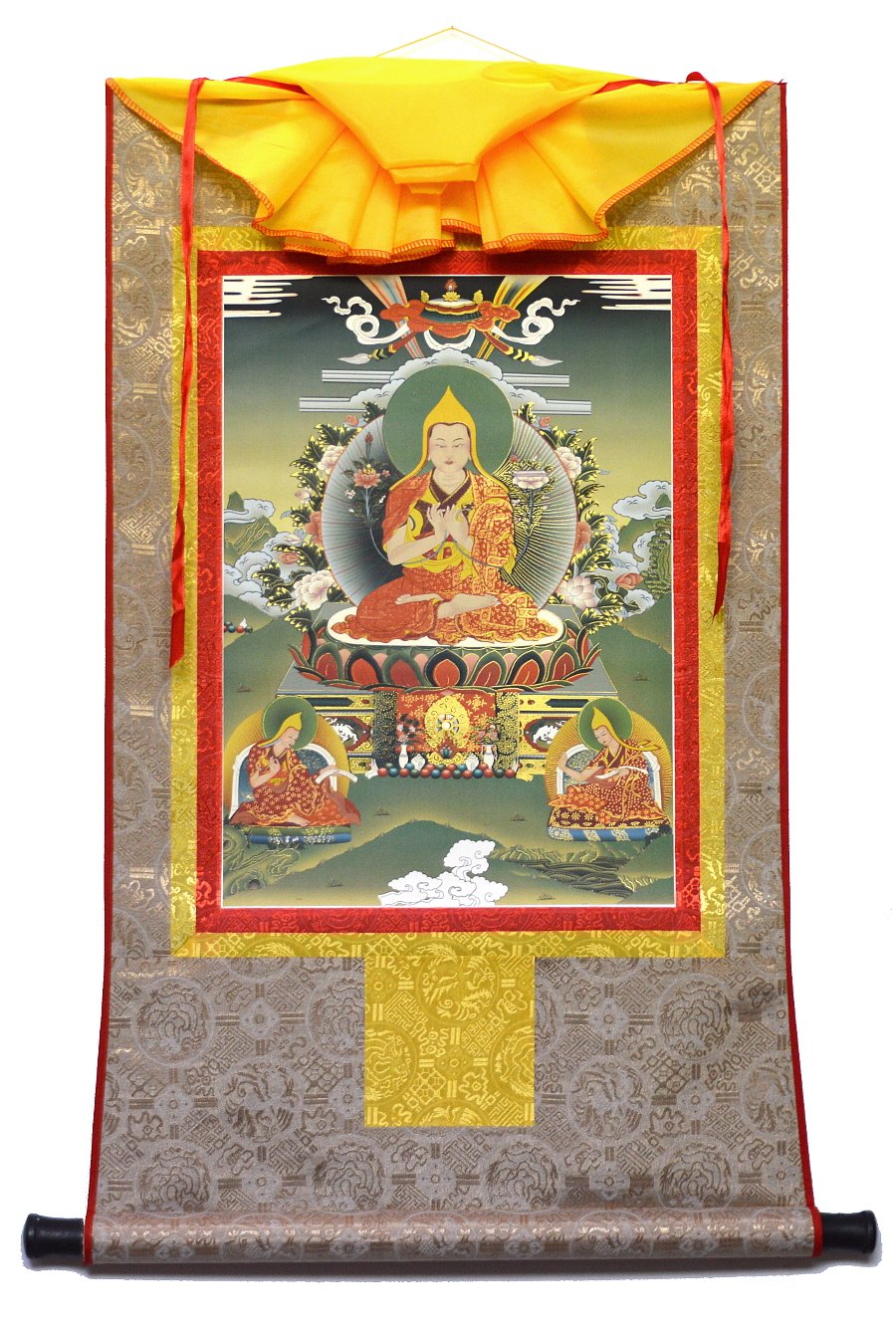 Тханка Лама Цонкапа с учениками (печатная, 51 х 83 см), 51 х 83 см, изображение: 32 х 44,5 см
