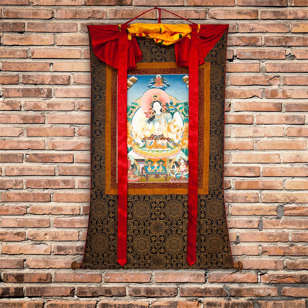 Тханка Белая Тара (96 x 134 см), 96 x 134, изображение: 45 x 60