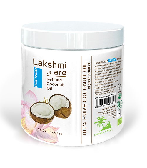 Кокосовое масло рафинированное Lakshmi Care, Refined Coconut Oil (500 мл)