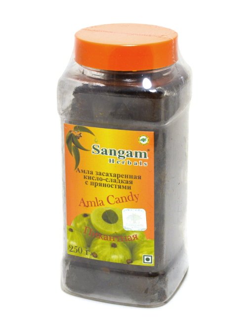 Купить Амла засахаренная кисло-сладкая с пряностями Sangam Herbals (250 г) в интернет-магазине #store#