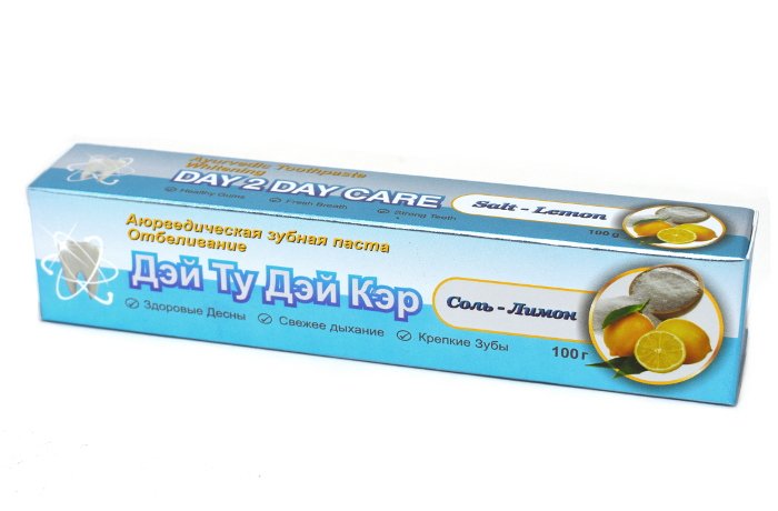 Купить Аюрведическая зубная паста Day 2 Day Care Соль-Лимон (100 г) (уценка) в интернет-магазине #store#