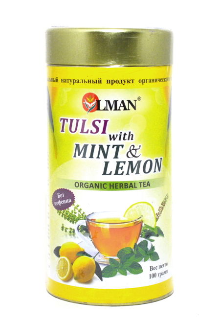 OLMAN organic Herbal tea Tulsi with Mint and Lemon (Чай Тулси с Мятой и Лимоном) 100 г