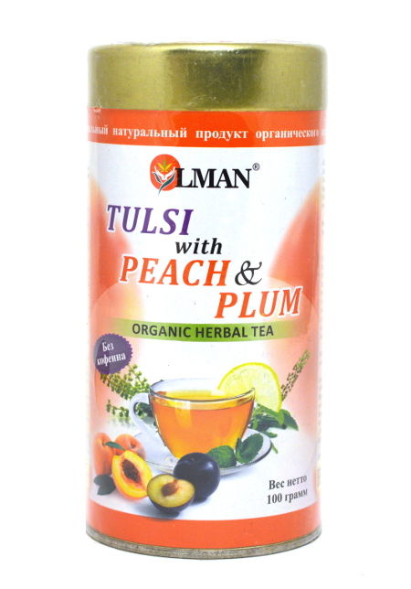 OLMAN organic Herbal tea Tulsi with Peach and Plum (Чай Тулси с Персиком и Сливой) 100 г