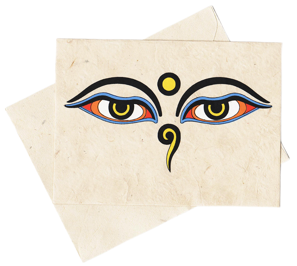 Открытка с конвертом "Глаза Будды №1", 11 x 15 см, бумага локта, Непал, 11 х 15 см, Глаза Будды №1