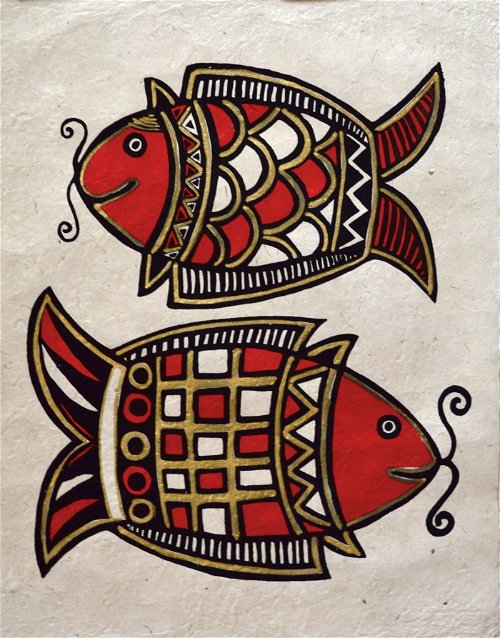 Постер на бумаге локта Рыбы (красные) 38 х 50 см