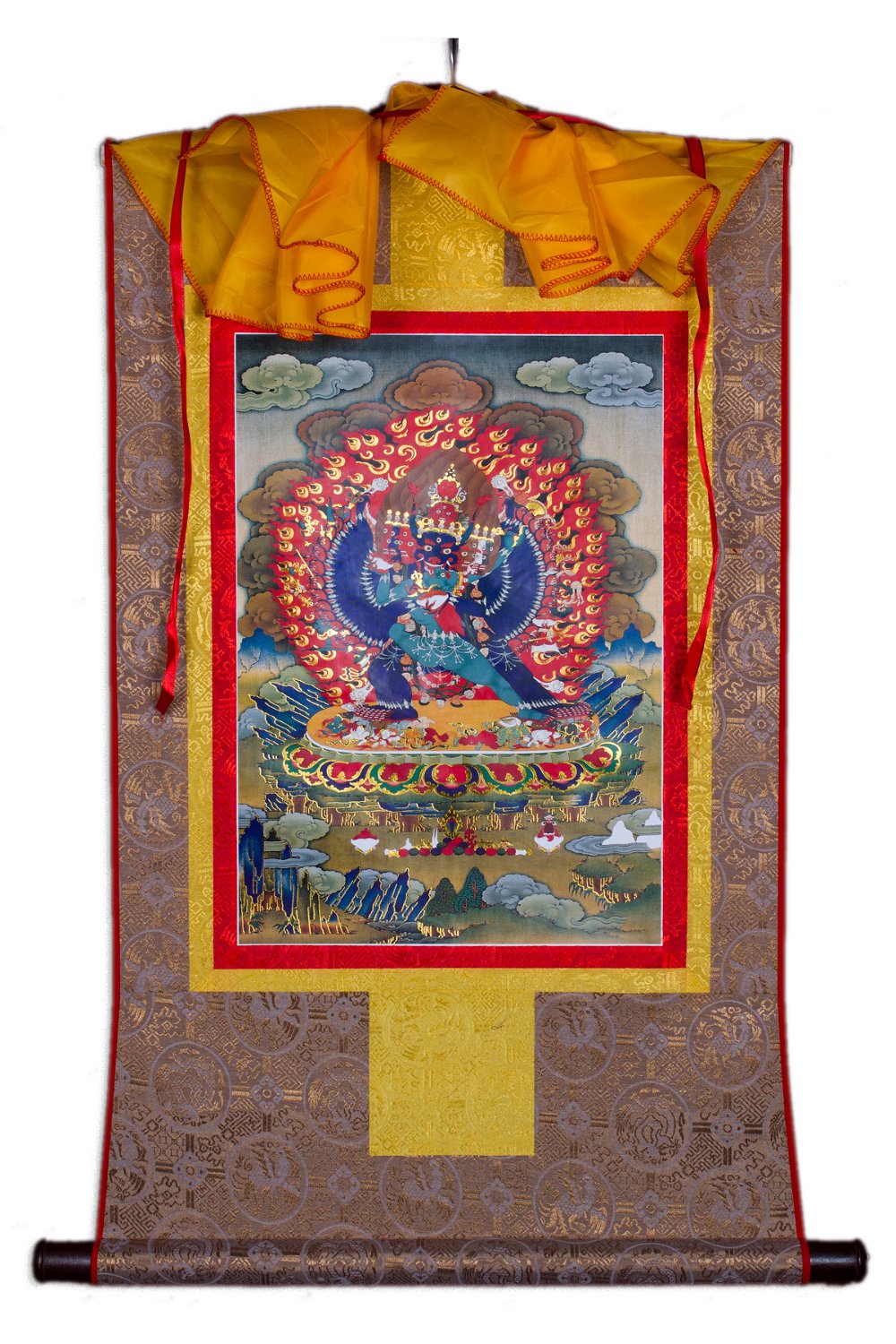 Тханка Ямантака (печатная, ~51 х 83 см), ~ 51 х 83 см, изображение: ~ 32 х 45 см