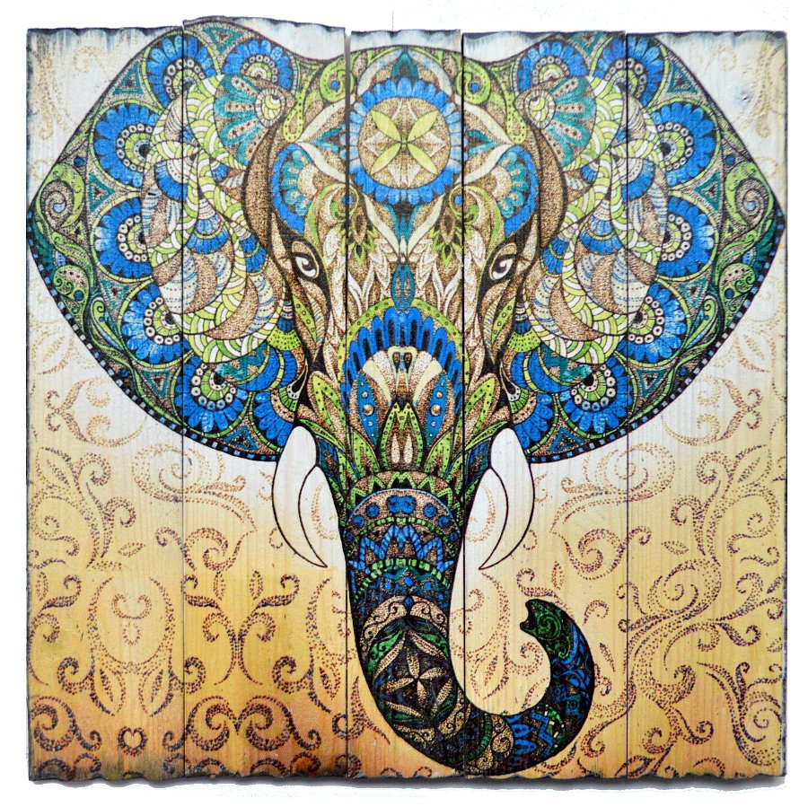 Изображение на досках Слон (43 x 43 x 4 см). 