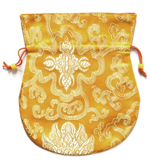 Мешочек для четок желтый с орнаментом, 17 x 20 см
