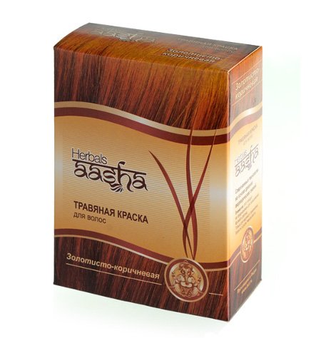 Травяная краска для волос Herbals AASHA (Золотисто-коричневая), 6 x 10 г