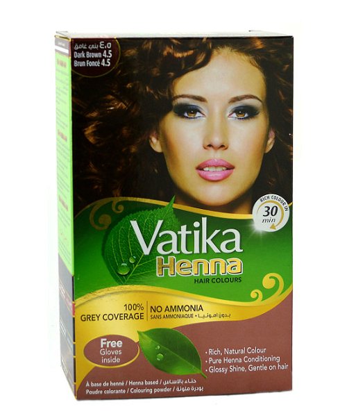 Хна для окраски волос Vatika Henna Natural Dark Brown (темно-коричневая), 6 пакетиков