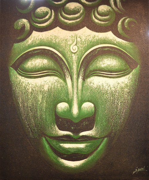 Картина "Лик Будды" (зеленая) 51 x 61 x 2 см