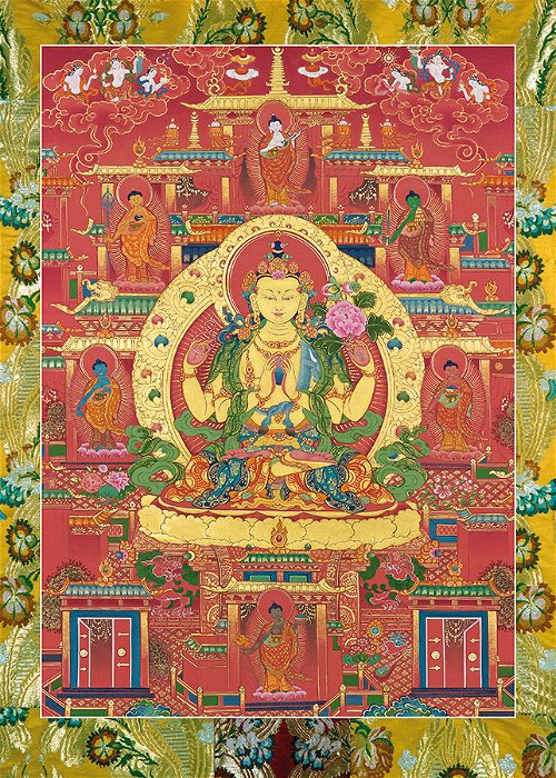 Постер Авалокитешвара и Будды шести миров, 24,8 х 35 см