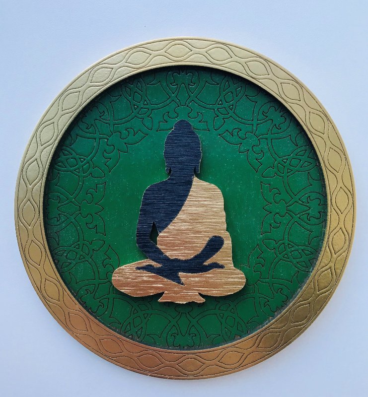 Декоративная тарелка "Будда" (зелёная, диаметр 13 см)