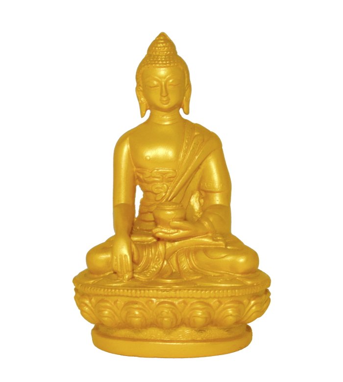 Статуэтка Будды Шакьямуни (бхумиспарша-мудра), золотистая, композит, 11,5 см