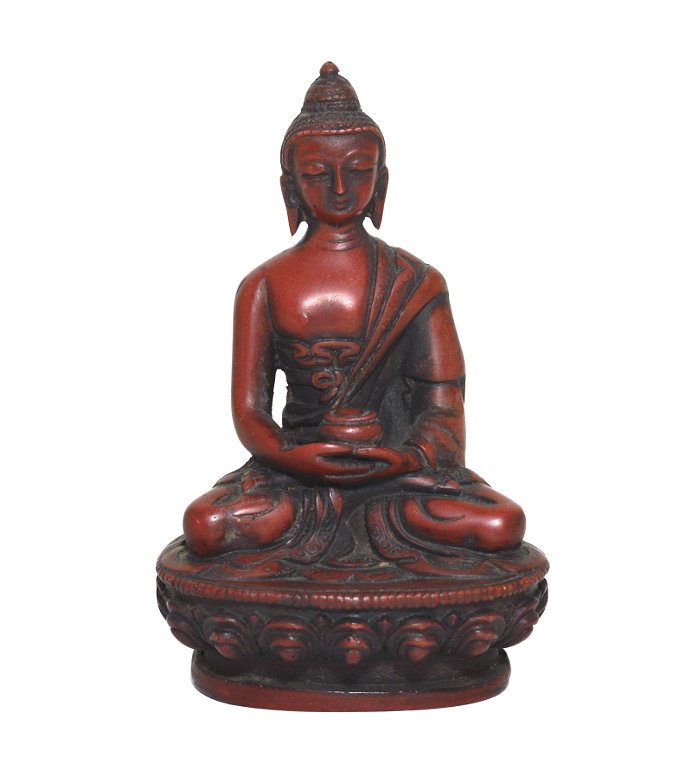 Статуэтка Будды Амитабхи, красная, композит, 11,5 см