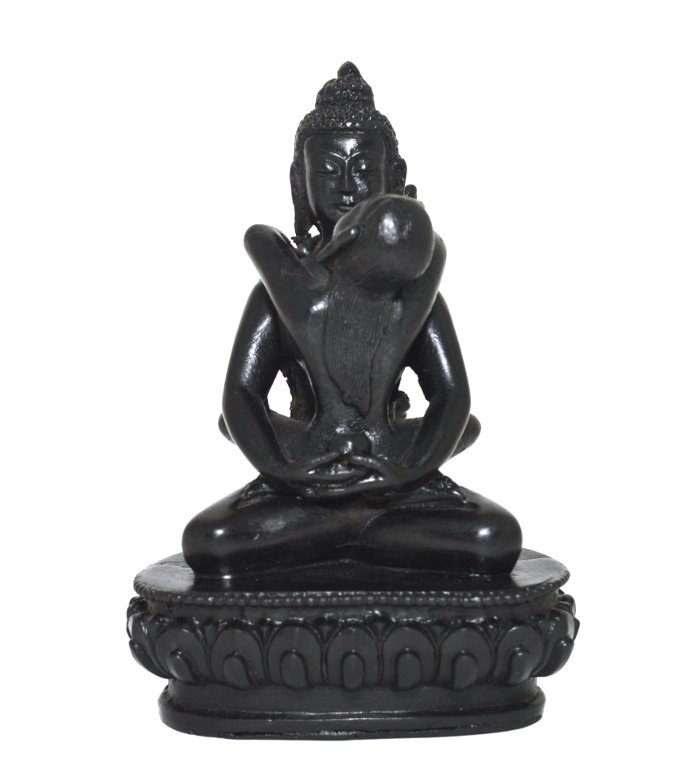 Статуэтка Самантабхадры (Яб-Юм), черная, композит, 12,5 см. 
