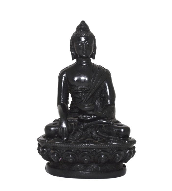 Статуэтка Будды Шакьямуни (бхумиспарша-мудра), черная, композит, 11,5 см