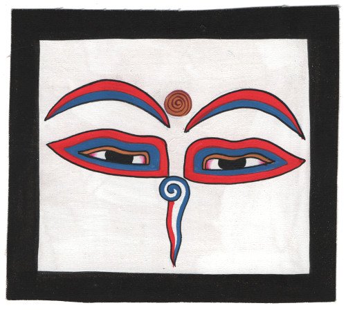 Изображение Глаза Будды (черная рамка, белый фон, 13 х 12,5 см)
