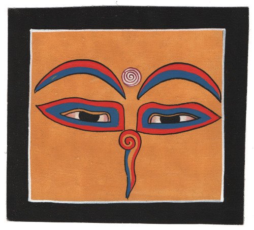 Изображение Глаза Будды (черная рамка, желтый фон, 13 х 12,5 см)