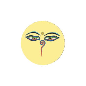 Магнит круглый с Глазами Будды (желтый, 3 см)