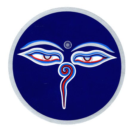 Наклейка "Глаза Будды", синий фон, 11 см