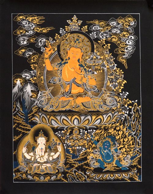 Тханка рисованная Манджушри (55,5 х 71 см)