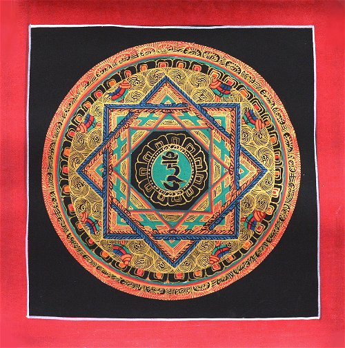 Картина Мандала с ХУМ (черный фон, 25,3 х 25,6 см)