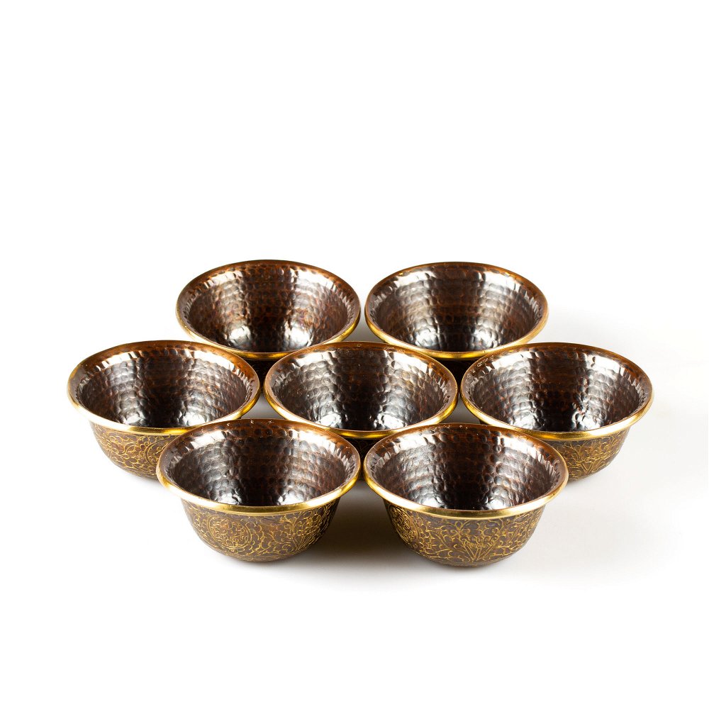 Чаши для подношений (набор из 7 шт.), 9 см, Непал, 9 см, коричневый