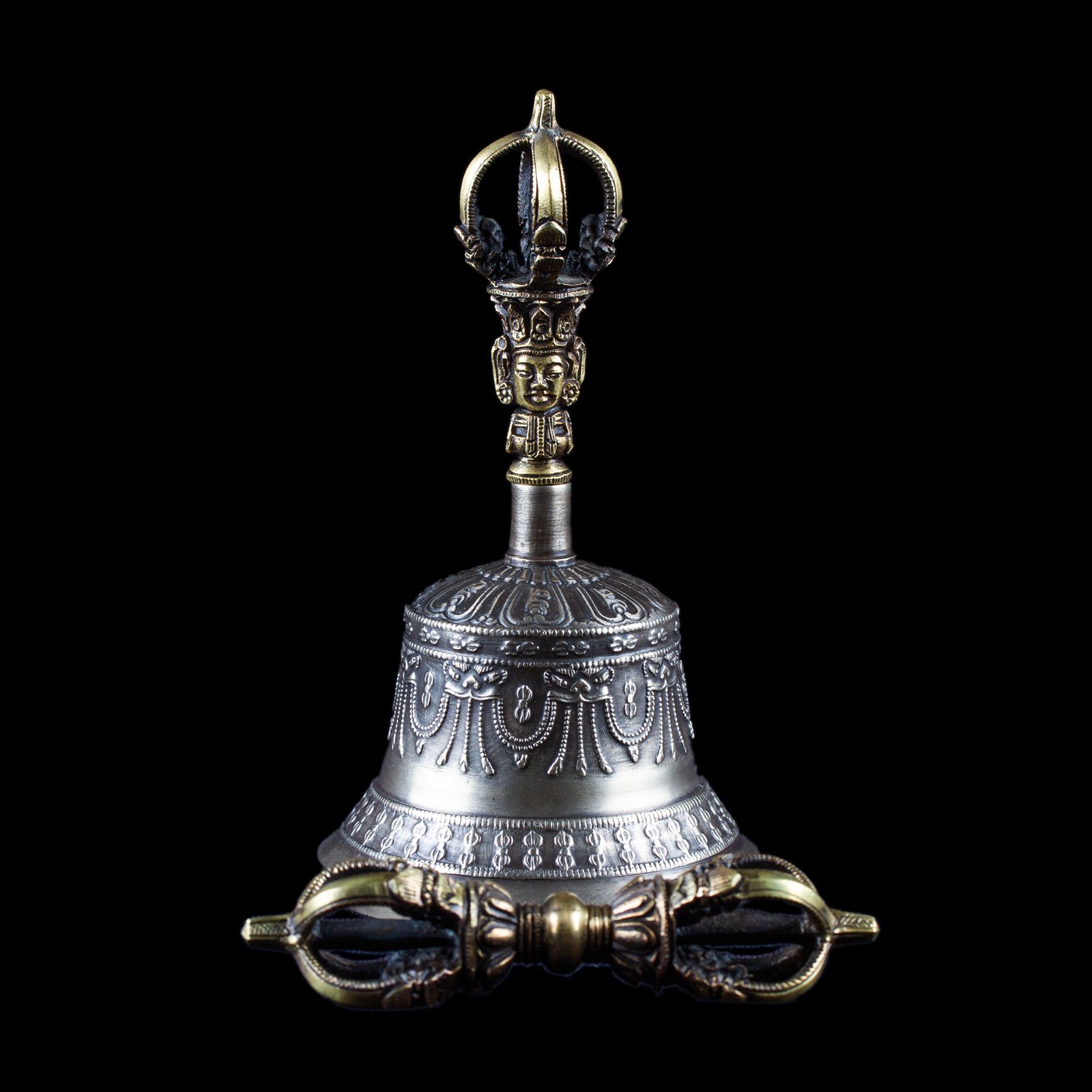 Колокольчик с ваджрой, 15 см, Оригинальный колокольчик из Дехрадуна (Индия). 