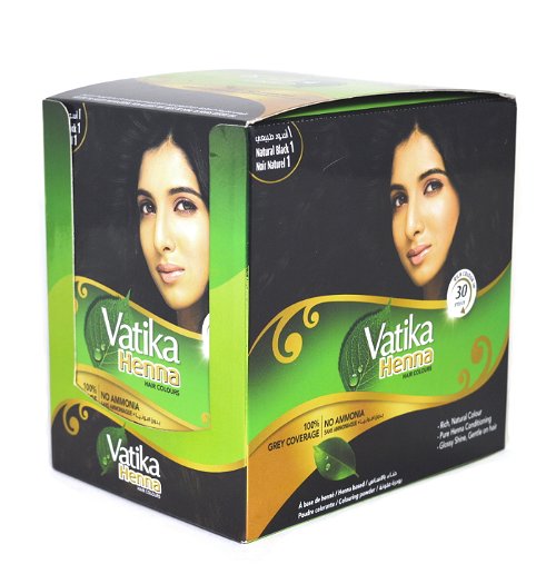 Хна для окраски волос Dabur Vatika Henna Hair Colors (черная), 20 пакетиков