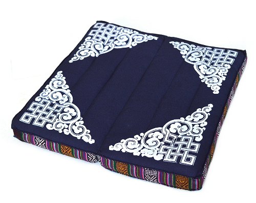 Подушка для медитации складная с Бесконечным узлом, темно-синяя, 35 х 34 см